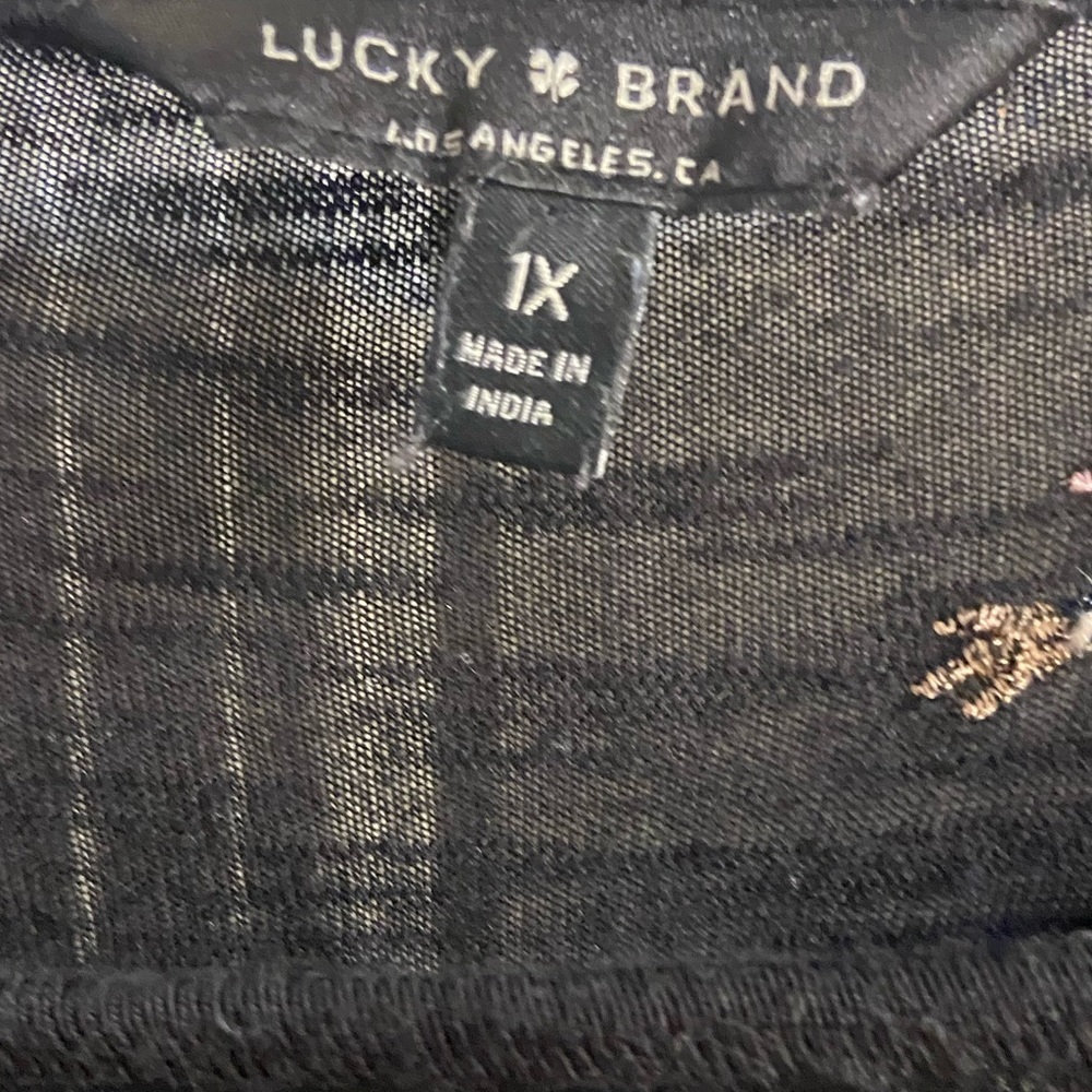 Lucky Brand black embroidered ruffle sleeve top blouse 1X - Picture 7 of 8